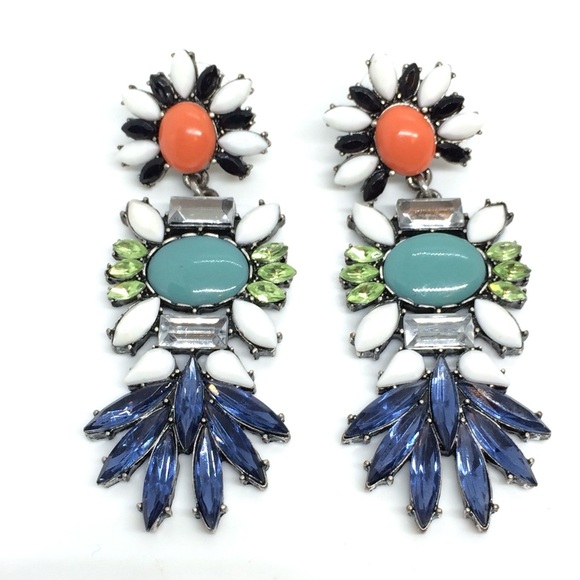 3/$30 COLORFUL STATEMENT RHINESTONE EARRINGS MULTICOLOR CLUSTER LONG PARTY - Picture 8 of 12